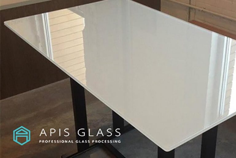Rectangle tempered white table top glass