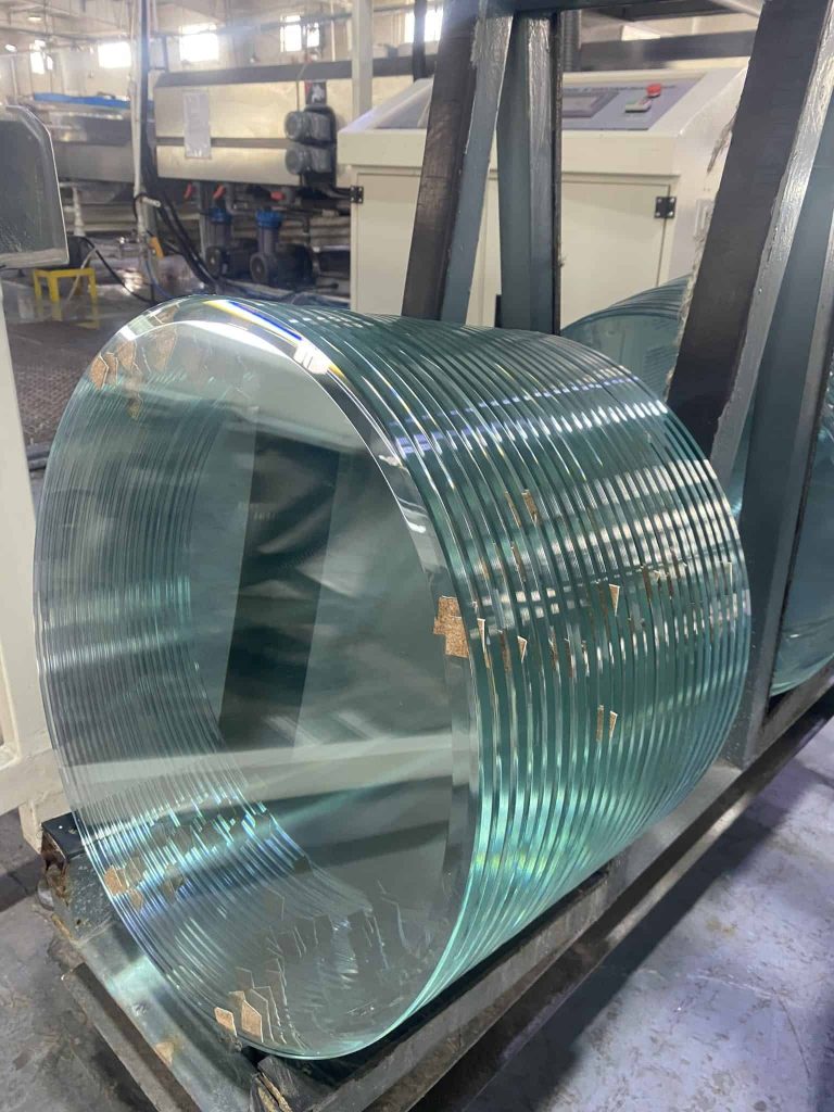 beveled glass table top in factory