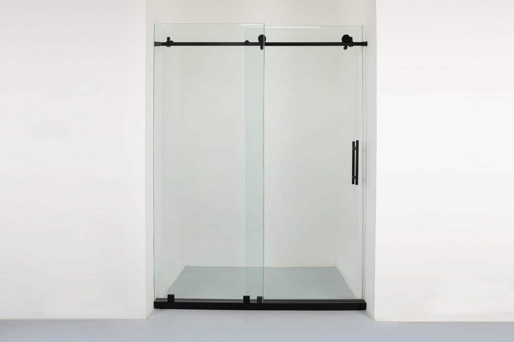 304SS Matte Black Frameless sliding shower doors (Single wheel)