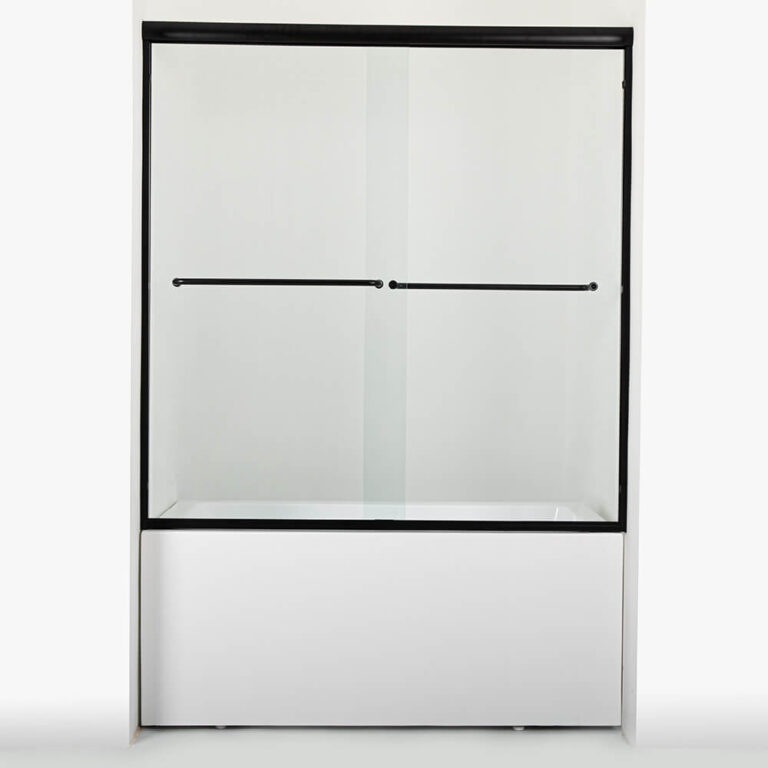 1 Semi framelesss sliding shower doors matte black APISGLASS(1)