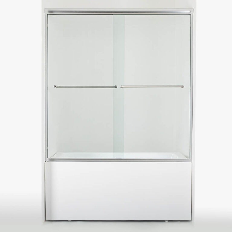 3 Semi framelesss sliding shower doors Brushed Nickel APISGLASS(8)