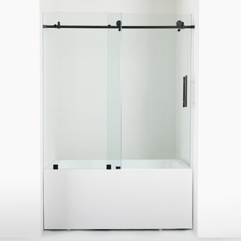 3 Simple frameless sliding shower door Matte Black APISGLASS (1)
