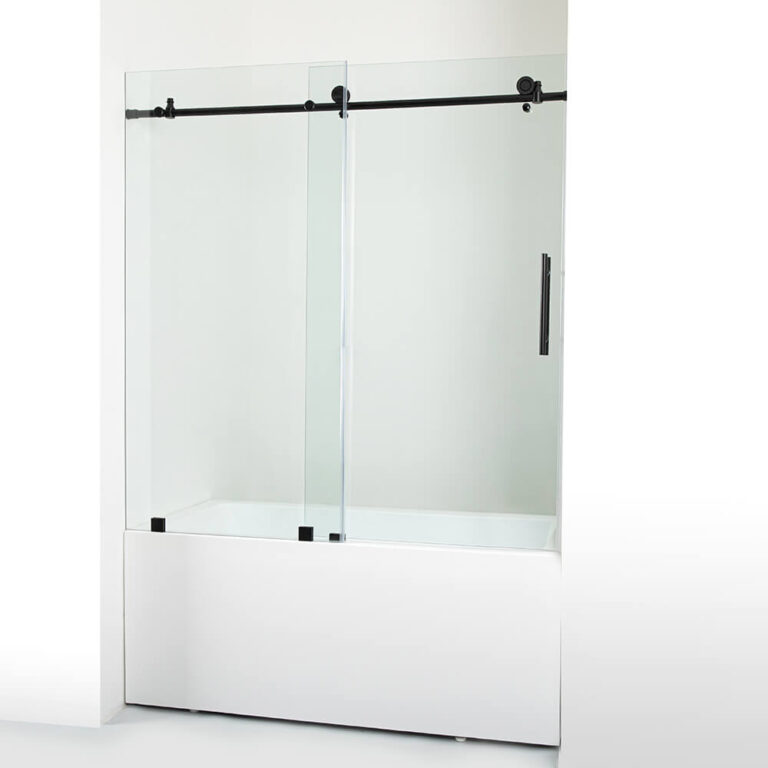 4 Simple frameless sliding shower door Matte Black APISGLASS (2)