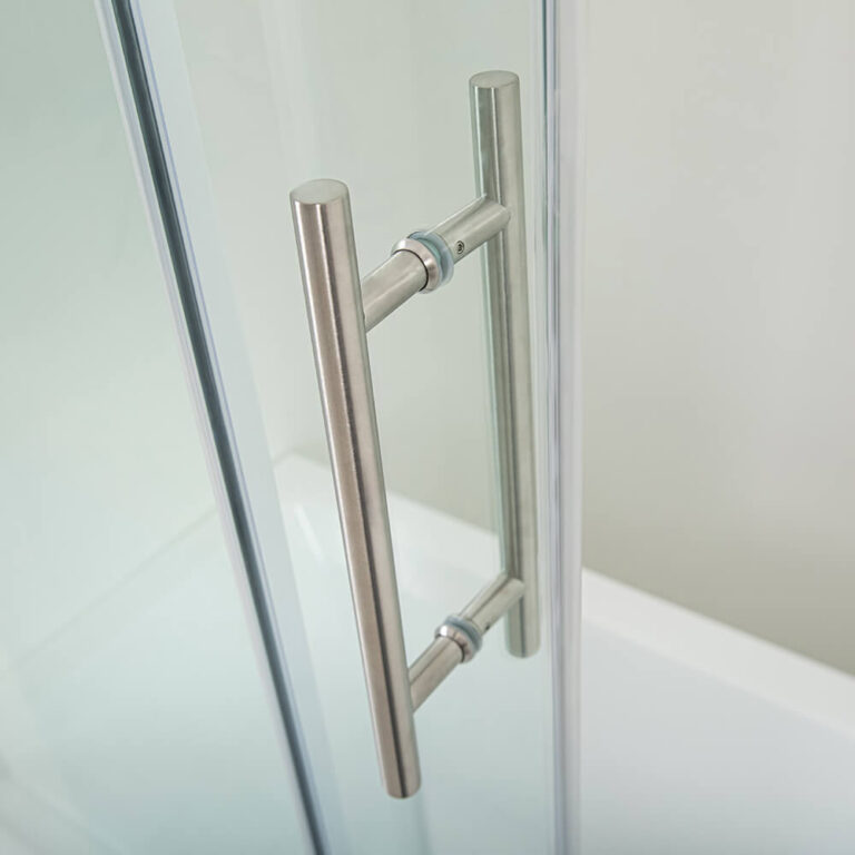 Bath tub Frameless sliding shower doors Brushed Nickel APISGLASS (4)