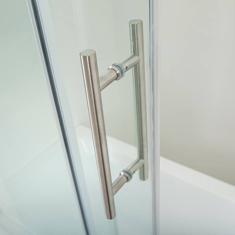Bath tub Frameless sliding shower doors Brushed Nickel APISGLASS (4)