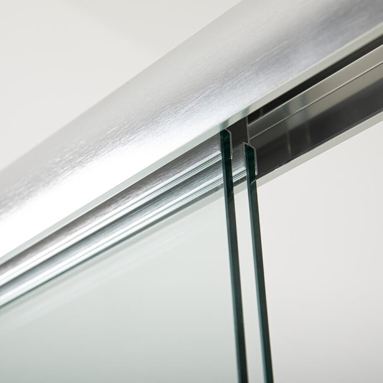 Semi framelesss sliding shower doors Brushed Nickel APISGLASS(9)