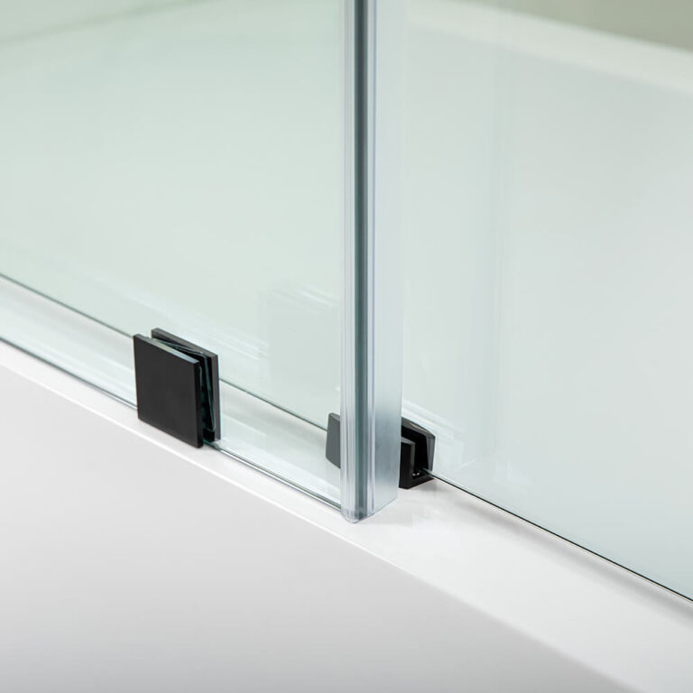 Simple frameless sliding shower door Matte Black APISGLASS (5)