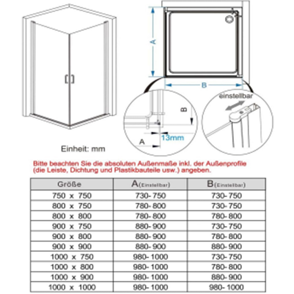 Double Shower Door with Frameless Pivot Hinge