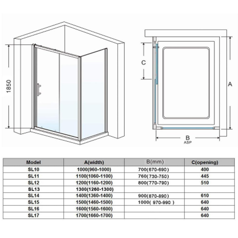 Sliding Shower Enclosure with Side Panel