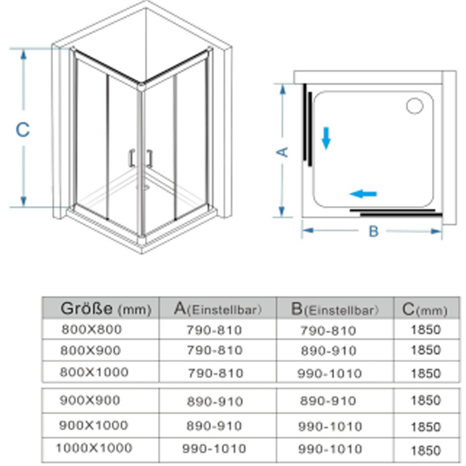 Square Shower Enclosure Sliding Doors